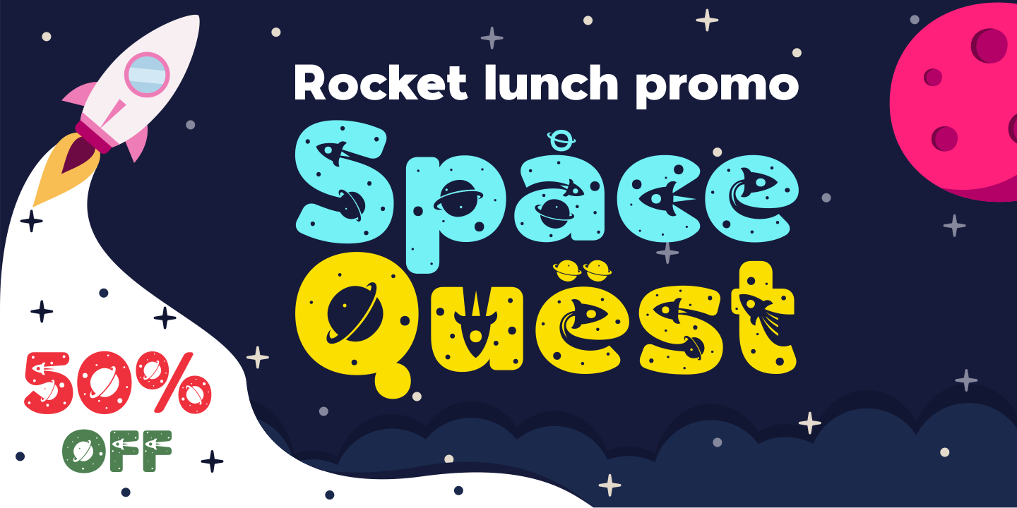 Beispiel einer Space Quest Regular-Schriftart